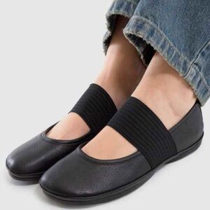 Camper black leather ballerina flats